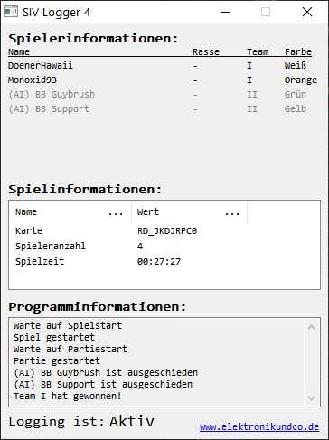 GUI des Loggers V4